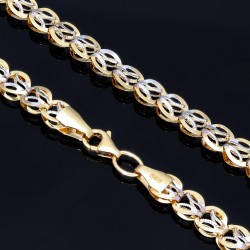 Halskette mit außergewöhnlichem Design für Damen aus 585er (14k) Bicolor Gelb- und Weißgold (Länge ca. 55 cm)