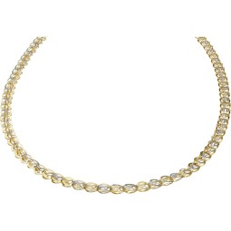 kurze Damen-Designerkette in 585 (14k) Gelbgold und Weißgold ca. 55 cm Länge