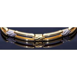 edles Armband in modernem Design aus 14K 585er Bicolor Gelb- und Weißgold (ca. 20,5 cm Länge)