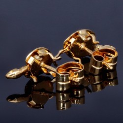 Aufwendig handgearbeitete Schildkröten Ohrstecker mit beweglichem Kopf + Gliedmaßen in 750 18K Gelbgold