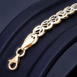 Glänzendes Bicolor Designer Armband aus 585 14K Gold in (ca. 19,5 cm Länge)