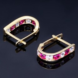 Wunderschöne Ohrringe / Mini Creolen bestückt mit bunten, funkelnden Zirkoniasteinen aus 585 / 14K Gold