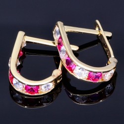 Wunderschöne Ohrringe / Mini Creolen bestückt mit bunten, funkelnden Zirkoniasteinen aus 585 / 14K Gold