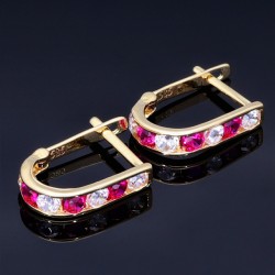 Wunderschöne Ohrringe / Mini Creolen bestückt mit bunten, funkelnden Zirkoniasteinen aus 585 / 14K Gold