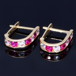 Wunderschöne Ohrringe / Mini Creolen bestückt mit bunten, funkelnden Zirkoniasteinen aus 585 / 14K Gold