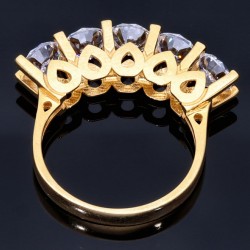 Ring in 585 / 14K Gold für Damen mit 5 funkelnden Zirkonia - Steinen bestückt  (ca. 56 RG)