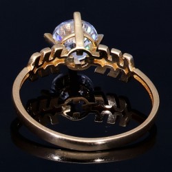 Eleganter Ring für Damen in 585 14 Karat Bicolor Gold eingefasst mit einem großen Zirkonia. RG 54