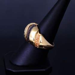 Glänzender Damenring aus 585 Gold (14K) in modernem Design in RG 57 mit wunderschönen, bunten Zirkoniasteinen besetzt