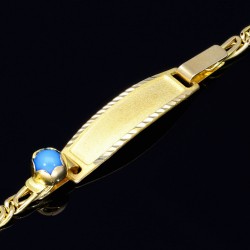 Baby - Armband mit Gravurplättchen aus hochwertigem 14k (585) Gold in ca. 13 cm Länge