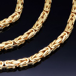 voll massive Königskette aus hochwertigem 585er Gold (14 Karat) in 60 cm Länge; ca. 4mm breit -  Made in Germany