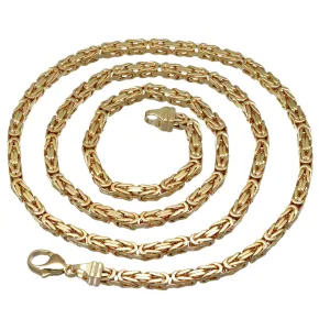 extralange, massive Premium-Königskette aus hochwertigem 14K Gold (585) in 70 cm Länge; ca. 4mm breit (ca. 75,4g) Made in Germany mit FBM Stempel