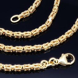 massive Premium-Königskette aus hochwertigem 14K Gold (585) in 60 cm Länge; ca. 3mm breit (ca. 36,0g) - Made in Germany mit FBM Stempel