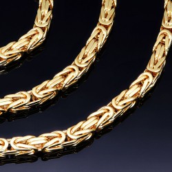 voll massive Königskette aus hochwertigem 585er Gold (14 Karat) in 55 cm Länge; ca. 4mm breit (ca. 58,1g) -  Made in Germany