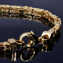 Massives Königsarmband aus Gold (585 / 14k Gold) , ca. 4 mm Breite, ca. 22cm lang  -  mit FBM Stempel