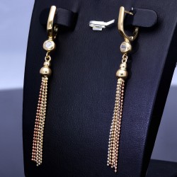 Wunderschöne hängende Ohrringe mit Zirkoniabesatz aus Tricolor 585er (14K) Gold