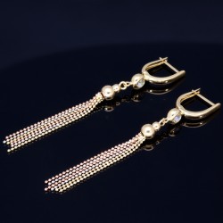 Wunderschöne hängende Ohrringe mit Zirkoniabesatz aus Tricolor 585er (14K) Gold