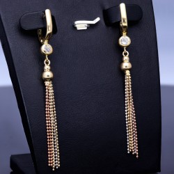 Wunderschöne hängende Ohrringe mit Zirkoniabesatz aus Tricolor 585er (14K) Gold