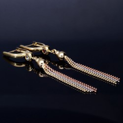 Wunderschöne hängende Ohrringe mit Zirkoniabesatz aus Tricolor 585er (14K) Gold