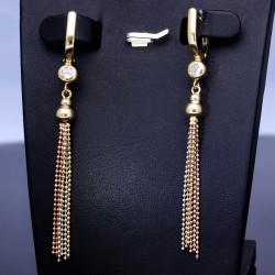 Wunderschöne hängende Ohrringe mit Zirkoniabesatz aus Tricolor 585er (14K) Gold