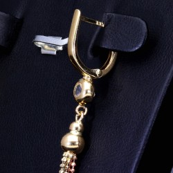 Wunderschöne hängende Ohrringe mit Zirkoniabesatz aus Tricolor 585er (14K) Gold