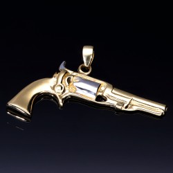Goldener Colt (Revolver) Anhänger aus 585 / 14K Bicolor Weiß-/ und Gelbgold