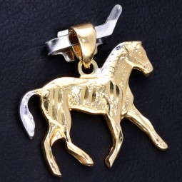 Glänzender Pferd - Anhänger aus edlem 585er 14K Bicolor Gelb- und Weissgold