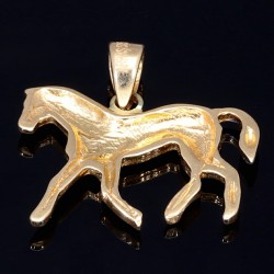 Glänzender Pferd - Anhänger aus edlem 585er 14K Bicolor Gelb- und Weissgold