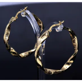 Exquisite Twist - Creolen mit filgranem Greco - Design aus 585er (14K) Gelbgold