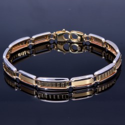 Stilvolles, massives Bicolor - Armband aus 585er Gelb- und Weißgold (ca. 22 cm Länge)