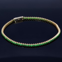 Glänzendes Tennisarmband mit leuchtenden, hellgrünen Zirkoniasteinen aus hochwertigem 585 14K Gold in (ca. 16 cm Länge)