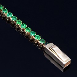 Glänzendes Tennisarmband mit leuchtenden, hellgrünen Zirkoniasteinen aus hochwertigem 585 14K Gold in (ca. 16 cm Länge)