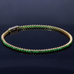 Glänzendes Tennisarmband mit leuchtenden, hellgrünen Zirkoniasteinen aus hochwertigem 585 14K Gold in (ca. 16 cm Länge)