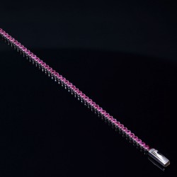 Elegantes Tennisarmband mit leuchtenden, violetten Zirkoniasteinen aus hochwertigem 585 14K Gold in (ca. 19 cm Länge)