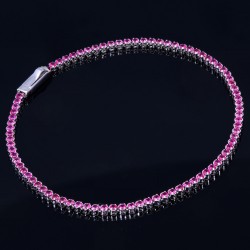 Elegantes Tennisarmband mit leuchtenden, violetten Zirkoniasteinen aus hochwertigem 585 14K Gold in (ca. 19 cm Länge)