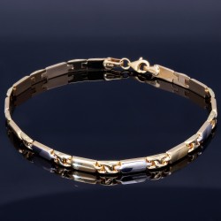 Glanzvolles Bicolor Armband in hochwertigem 585 14K Gold (ca. 21 cm Länge)