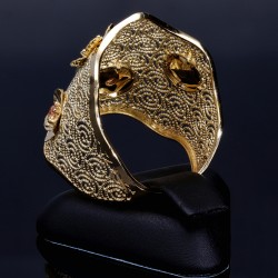 Filigraner Ring für Damen in 585 / 14K Gold mit glänzenden Blumen in Ringgröße ca. 57 - 58