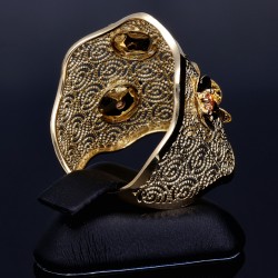 Filigraner Ring für Damen in 585 / 14K Gold mit glänzenden Blumen in Ringgröße ca. 57 - 58