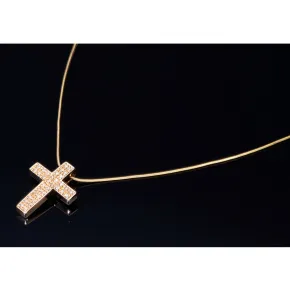 Edles Schmuckset bestehend aus einer Halskette und einem Kreuz in hochwertigem 14K / 585 Gelbgold mit Zirkonia verziert