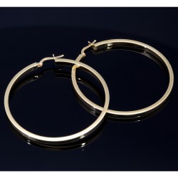 Große, stilvolle Creolen in hochwertigem 585er 14K Gold (glänzend poliert)