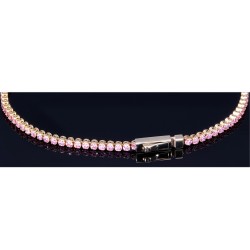 Bezauberndes Tennisarmband mit leuchtenden, rosa Zirkoniasteinen aus hochwertigem 585 14K Gold in (ca. 20 cm Länge)