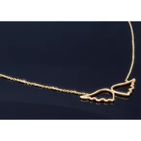 Bezaubernde Goldkette mit Engelsflügel - Anhänger in edlem 14K / 585 Gelbgold