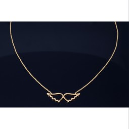 Bezaubernde Goldkette mit Engelsflügel - Anhänger in edlem 14K / 585 Gelbgold