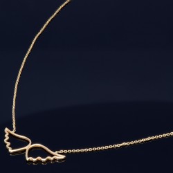 Bezaubernde Goldkette mit Engelsflügel - Anhänger in edlem 14K / 585 Gelbgold