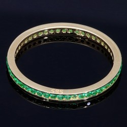 Funkelnder Zirkoniaring 585 14 Karat - Ring in Gelbgold mit strahlenden, grünen Zirkonia bestückt Ringgröße ca. 50-51