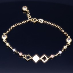 Längenverstellbares. trendiges Tricolor Armband in edlem 585 / 14K Gold (verstellbare Länge zwischen ca. 17,6 - 19,2 cm)