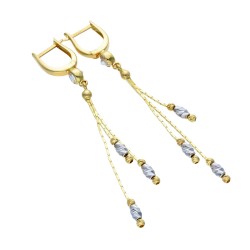 Trendige, hängende Ohrringe mit Zirkoniabesatz aus Biicolor 585er (14K) Gold