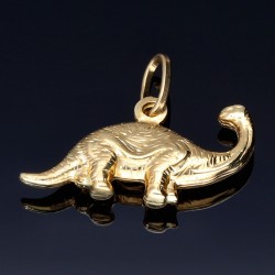 Glänzender Dinosaurier - (Langhalsdinosaurier, Sauropoden) - Anhänger - Pendant aus hochwertigem 14k / 585 Gold